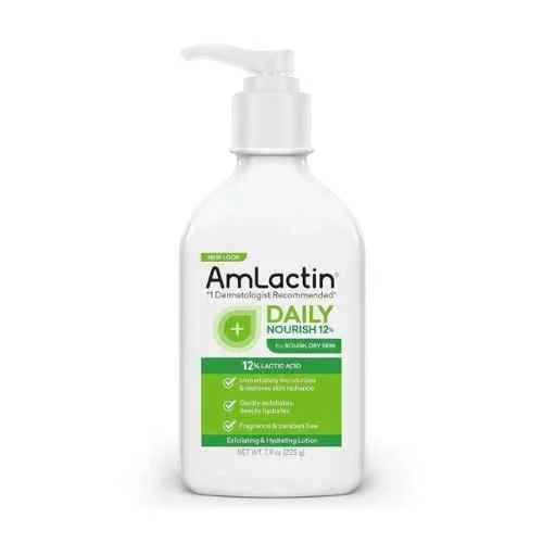 AmLactin Daily Nourish Lotion 225g with 12% lactic acid for dry, rough skin exfoliation and hydration in Benin City, Nigeria