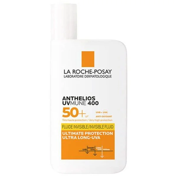La Roche Posay Sunscreen SPF 50+ (Anthelios UVMune 400) – 50ml bottle of invisible, lightweight sunscreen for daily sun protection