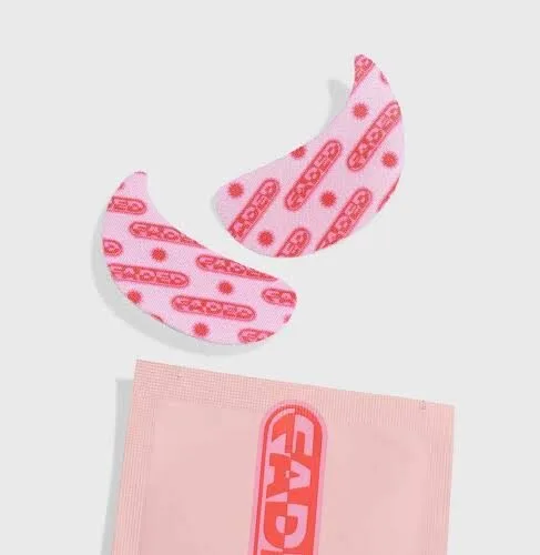 Topicals Faded Under Eye Masks Faded Topicals Under Eye Masks 1 pair in pink and white packaging on white background. Brightening under-eye patches for dark circles and puffiness.