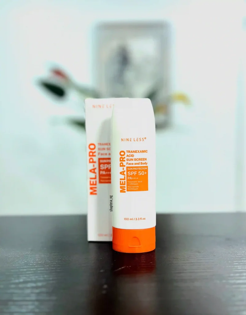 Top Sunscreens in Benin City for Every Skin Type | Honest Local Picks Nineless Mela-Pro Tranexamic Acid Sunscreen also made it to the list of top sunscreens in Benin City, Nigeria